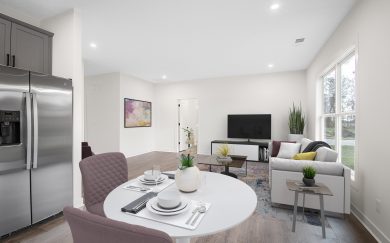 Open concept living area of the Angelico Craftsman floor plan by Jagoe Homes.