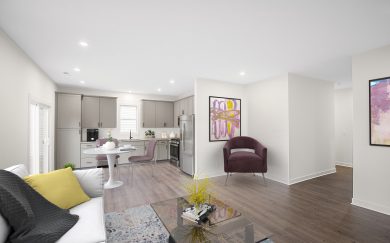 Open concept living area of the Angelico Craftsman floor plan by Jagoe Homes.