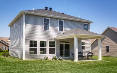 Rear Exterior Rear exterior and covered patio of the Cumberland Craftsman floor plan by Jagoe Homes