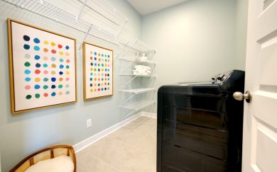 Laundry Room Laundry Room with pantry shelving in the Cumberland Farmhouse floor plan by Jagoe Homes