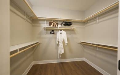Owner's Closet Owner’s Closet with MDF shelving in the Carolina Craftsman floor plan by Jagoe Homes.