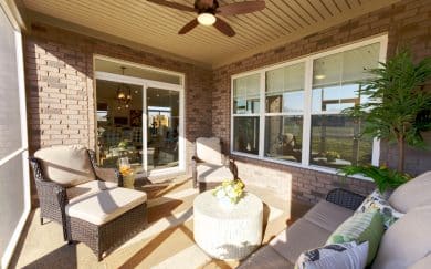 Screened Covered Patio Screened covered patio on the side of the home in the Carolina Craftsman floor plan by Jagoe Homes
