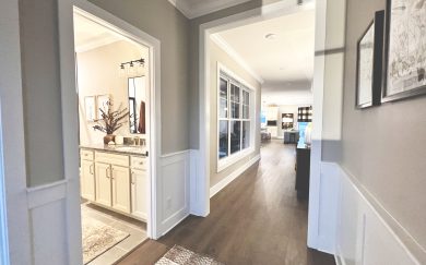 Foyer | Bath 2 Foyer and hallway leading to Bath 2 in the Carolina Craftsman floor plan by Jagoe Homes.
