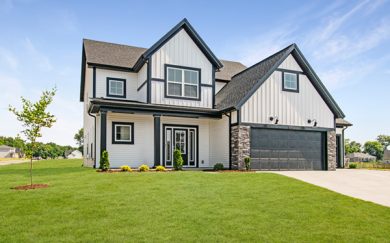 National-Modern-with-3-car-garage-3 Side exterior view of the national farmhouse floorplan