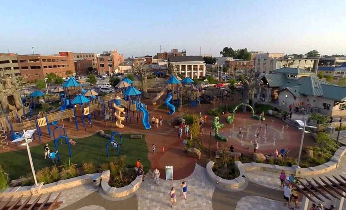 Aerial View of a Vibrant Playground near New House in Owensboro, KY
