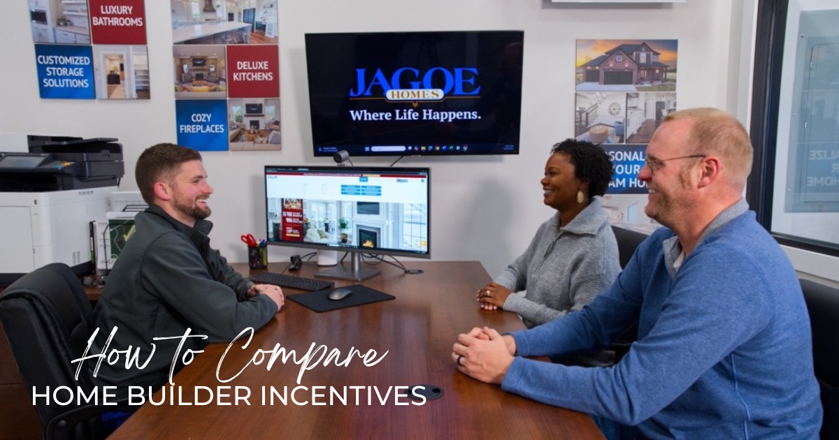 How to Compare Home Builder Incentives like a pro - couple and home builder meeting featured image